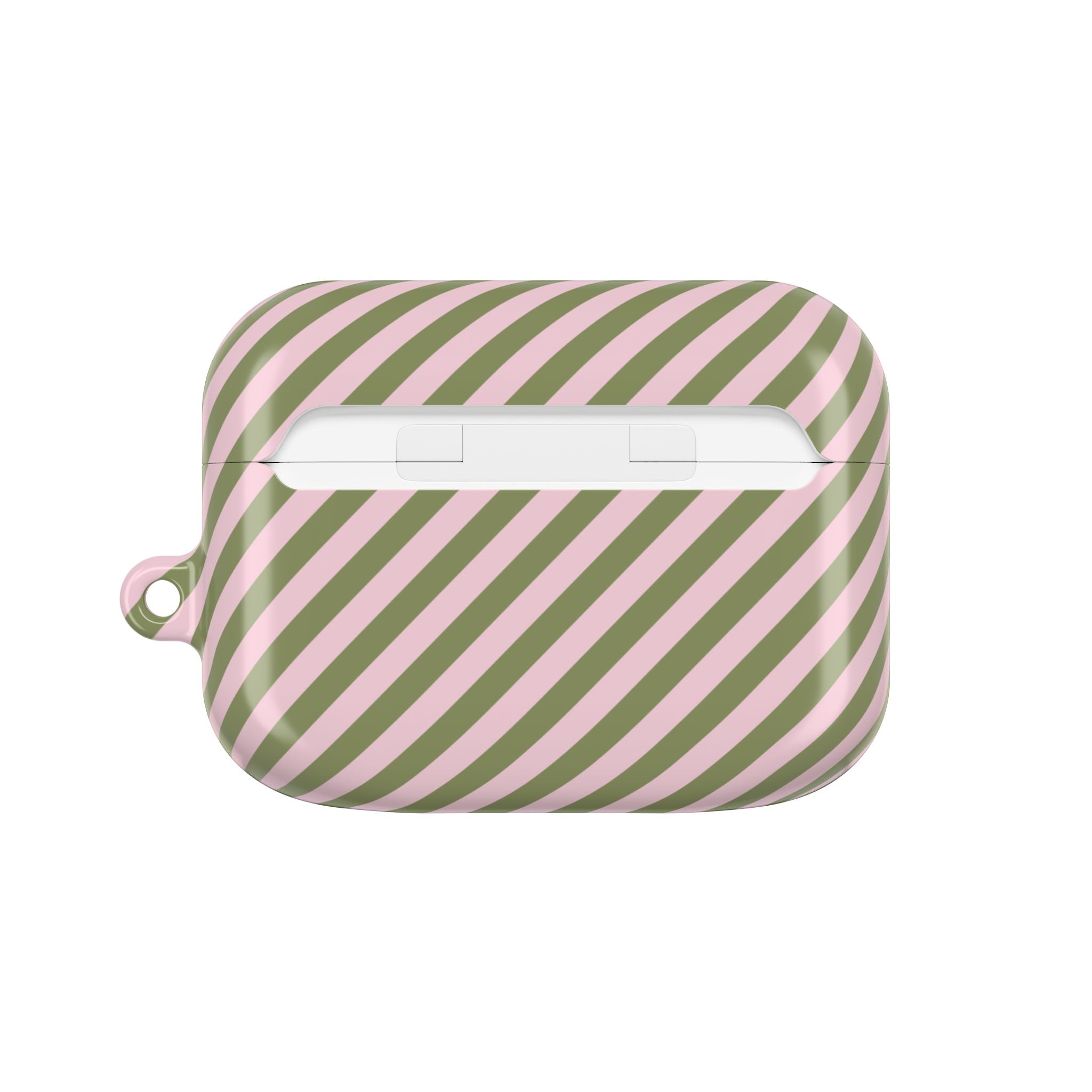 Green & Pink Striped Diagonal AirPod Case by etchd, view 7