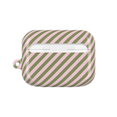 Green & Pink Striped Diagonal AirPod Case by etchd, view 7