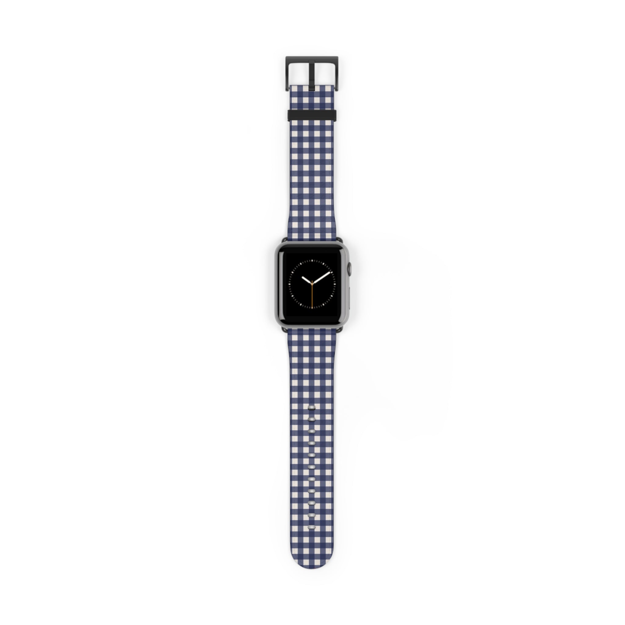 Navy & Cream Gingham Smartwatch Strap by etchd, view 2