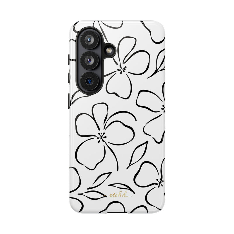White & Black Floral Phone Case by etchd, view 61