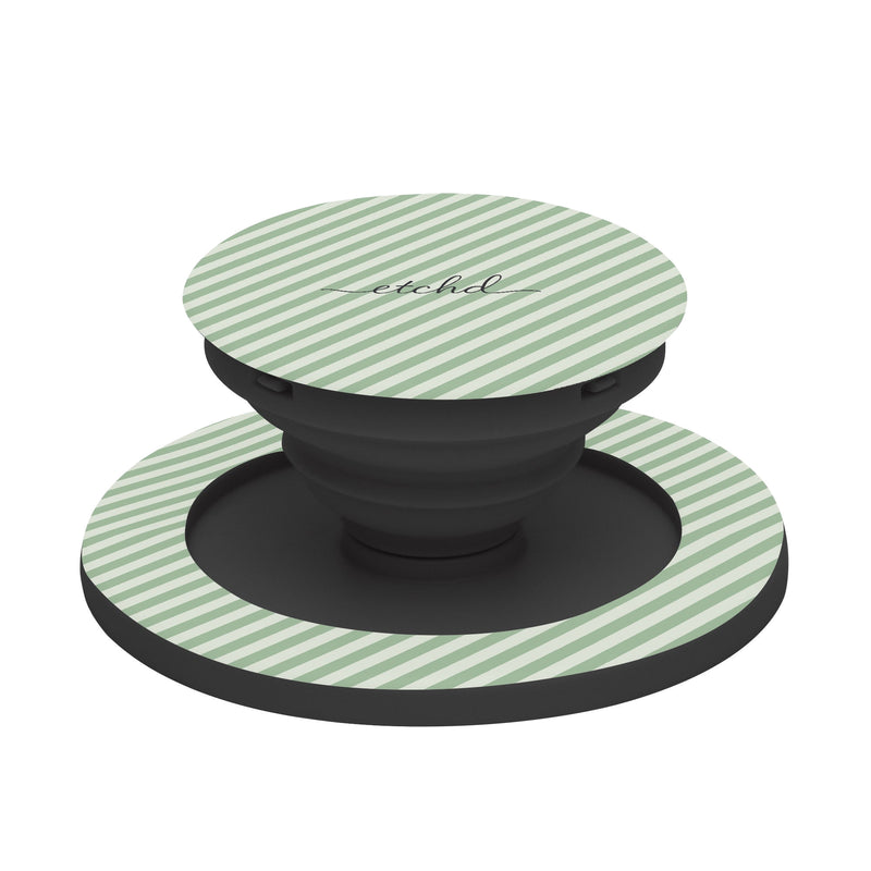 Sage & Cream Striped Diagonal Phone Grip And Stand-zoom-