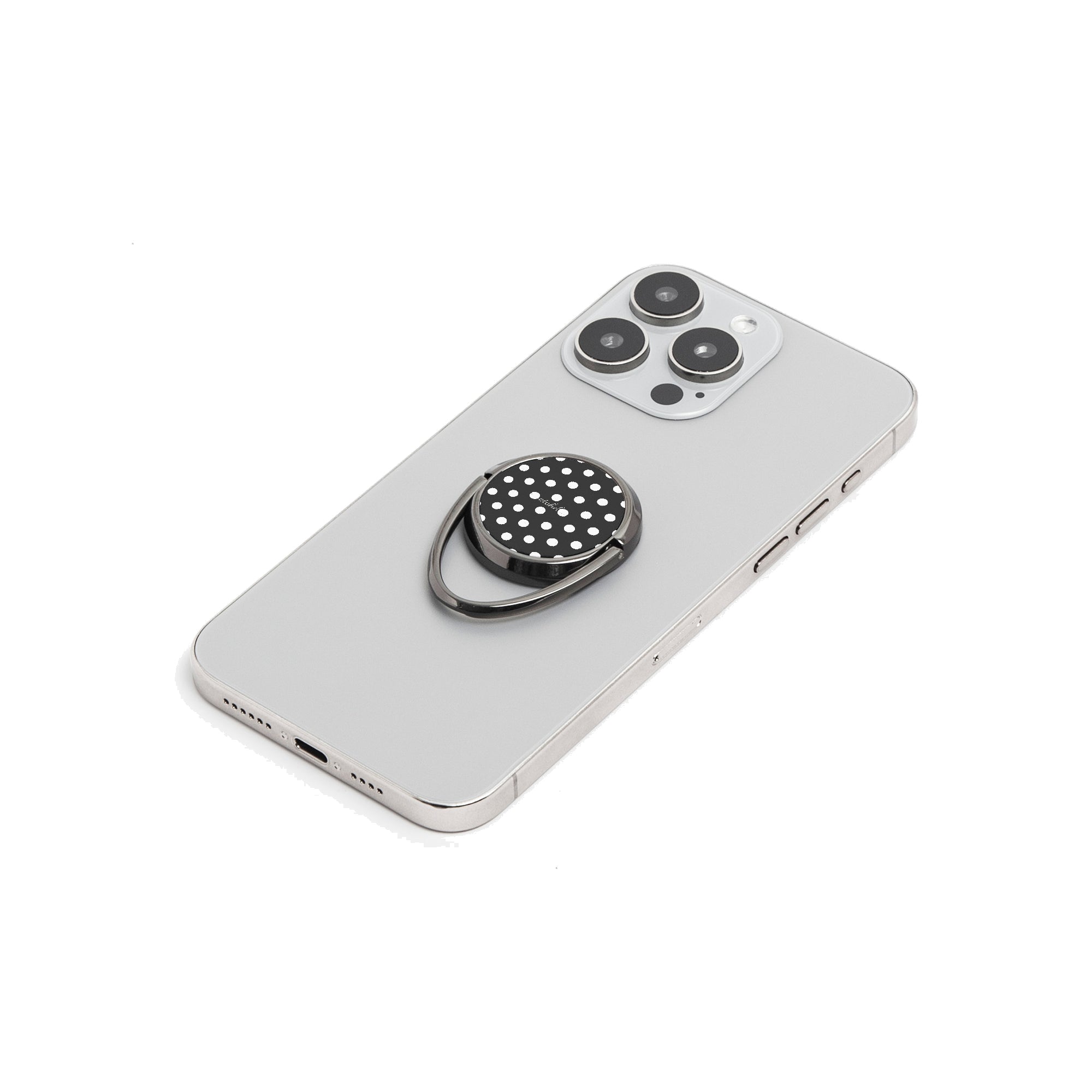White & Black Polka Dot Phone Ring Holder by etchd, view 6