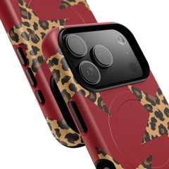 Red & Leopard Stars Magnetic Phone Case by etchd, view 100