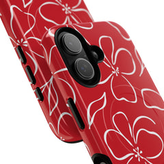 Classic Red & White Floral Magnetic Phone Case by etchd, view 87