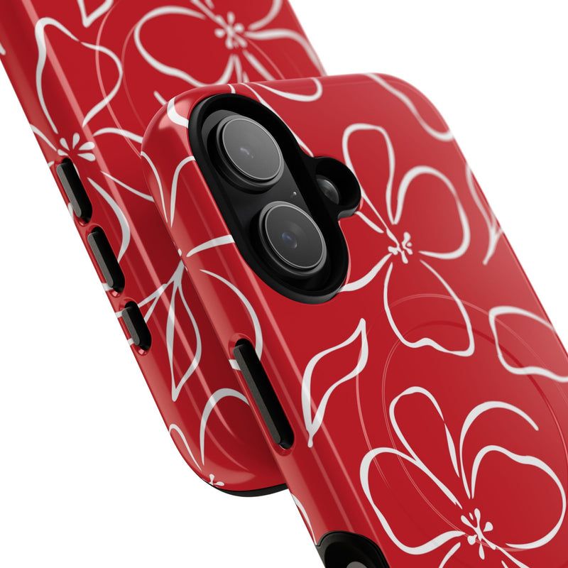 Classic Red & White Floral Magnetic Phone Case by etchd, view 87