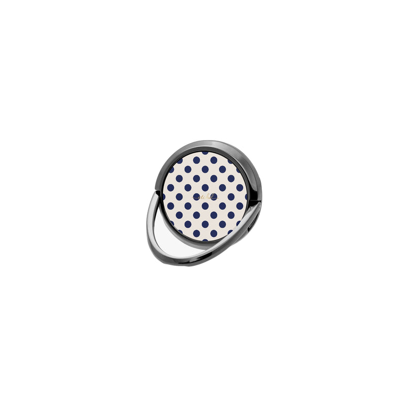 Navy & Cream Polka Dot Phone Ring Holder-zoom-