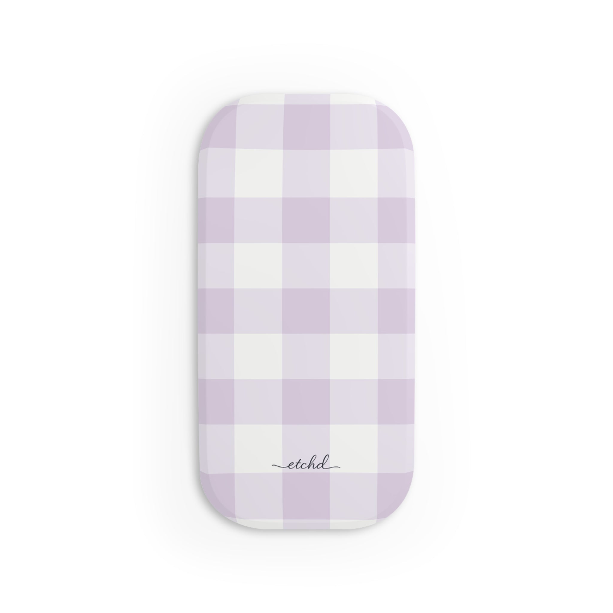 Lilac & White Gingham Click-On Phone Grip by etchd, view 2