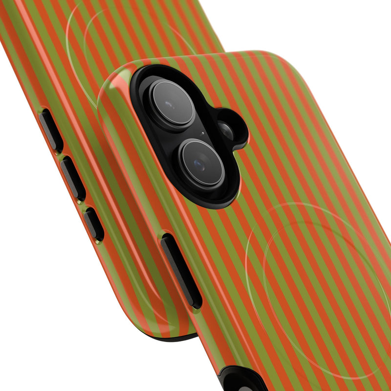 Persimmon & Wasabi Striped Magnetic Phone Case by etchd, view 87