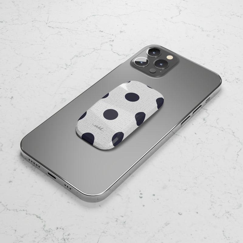 Navy And White Polka Dot Click-On Phone Grip by etchd, view 5