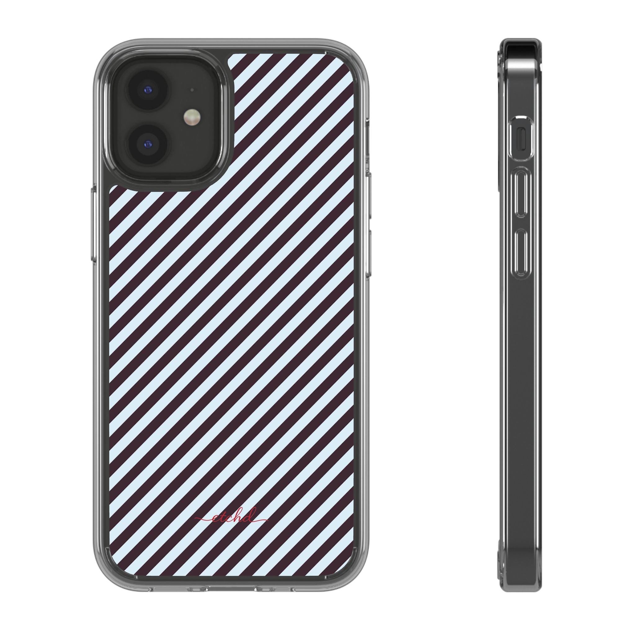 Plum & Blue Striped Diagonal Funda transparente para móvil de etchd, vista 2
