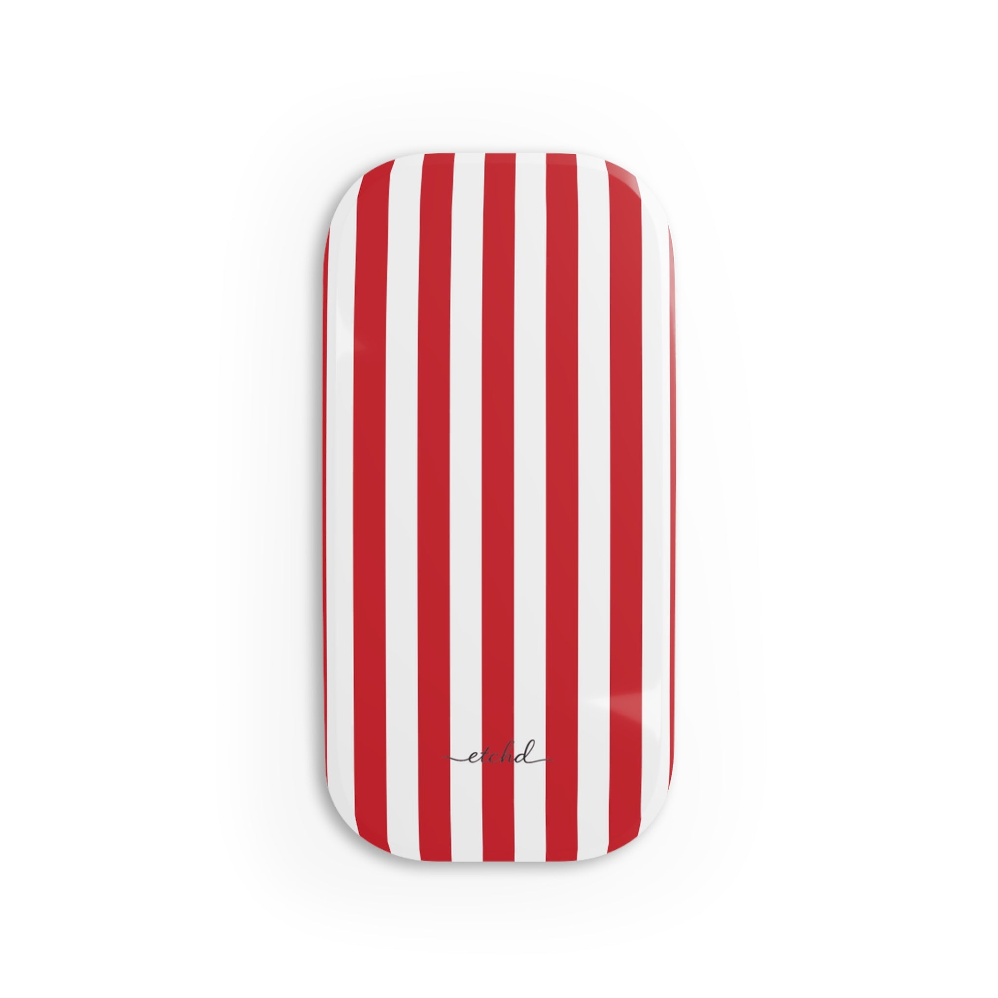 Classic Red & White Striped Click-On Phone Grip by etchd