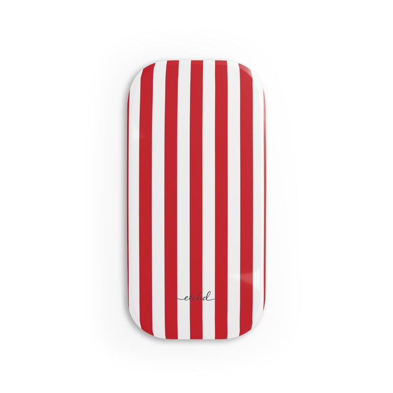 Classic Red & White Striped Agarre clipsable para móvil de etchd