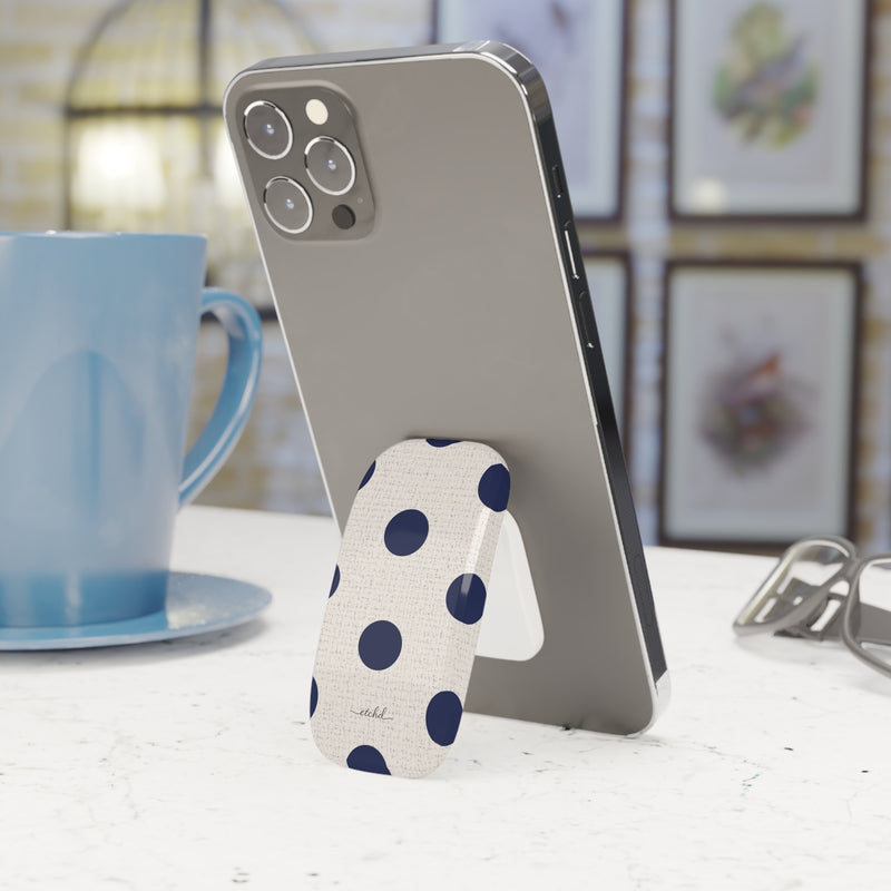 Navy & Cream Polka Dot Click-On Handy-Halterung-zoom-