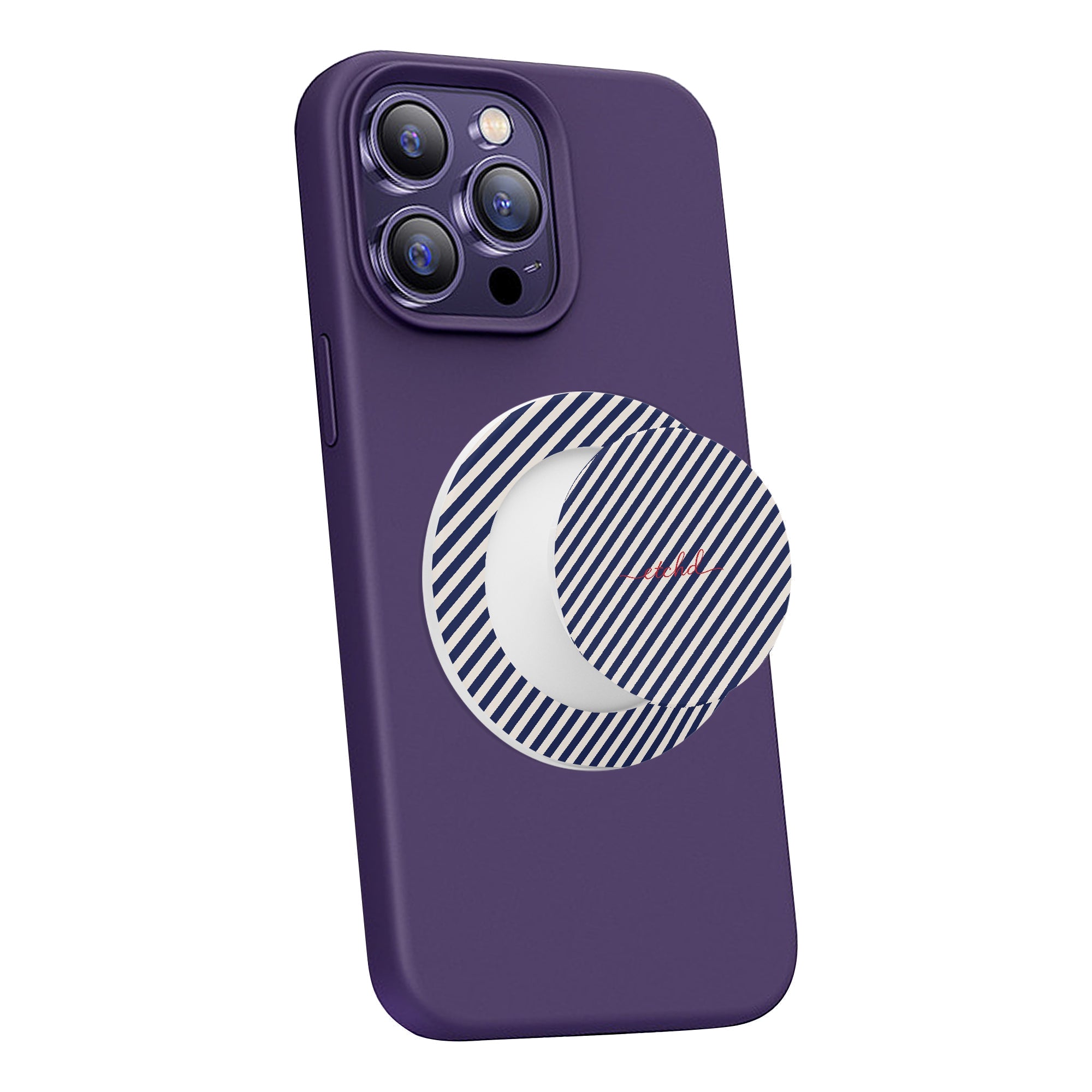 Navy & Cream Striped Diagonal Phone Grip And Stand by etchd, view 7