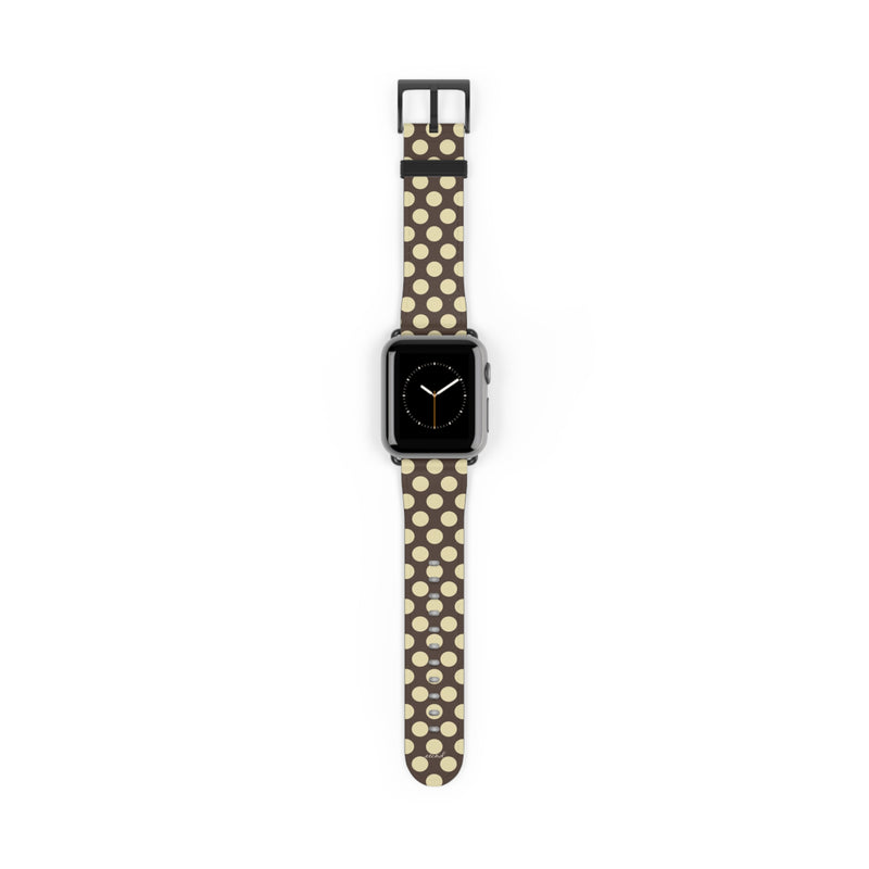 Brown And Butter Yellow Polka Dot Smartwatch Strap-zoom-