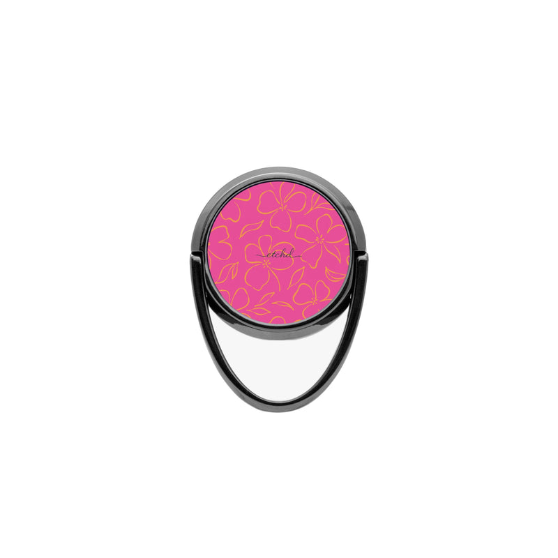 Pink & Orange Floral Anillo soporte para móvil-zoom-