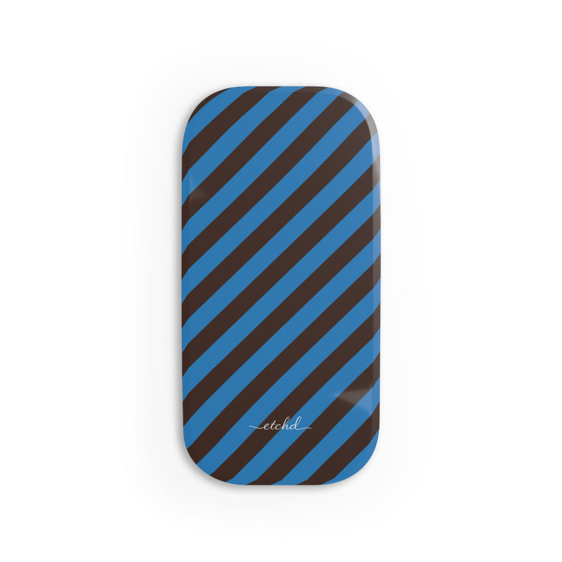 Espresso And Cerulean Diagonal Click-On Phone Grip by etchd