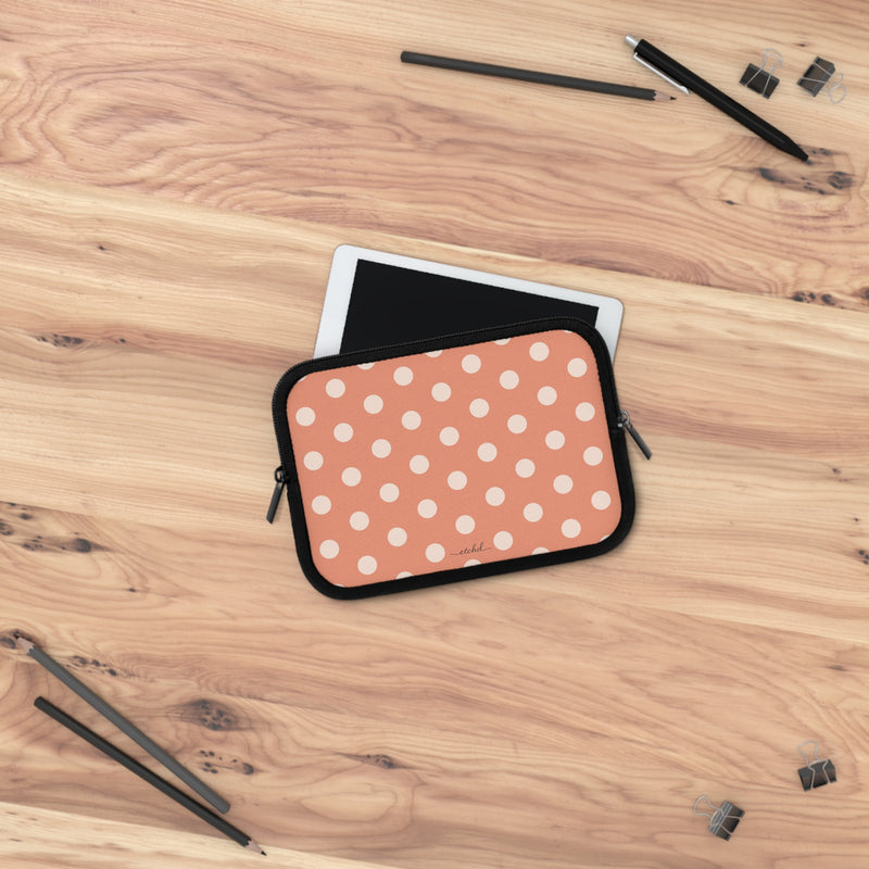 Cream & Coral Polka Dot Laptop Sleeve by etchd, view 14