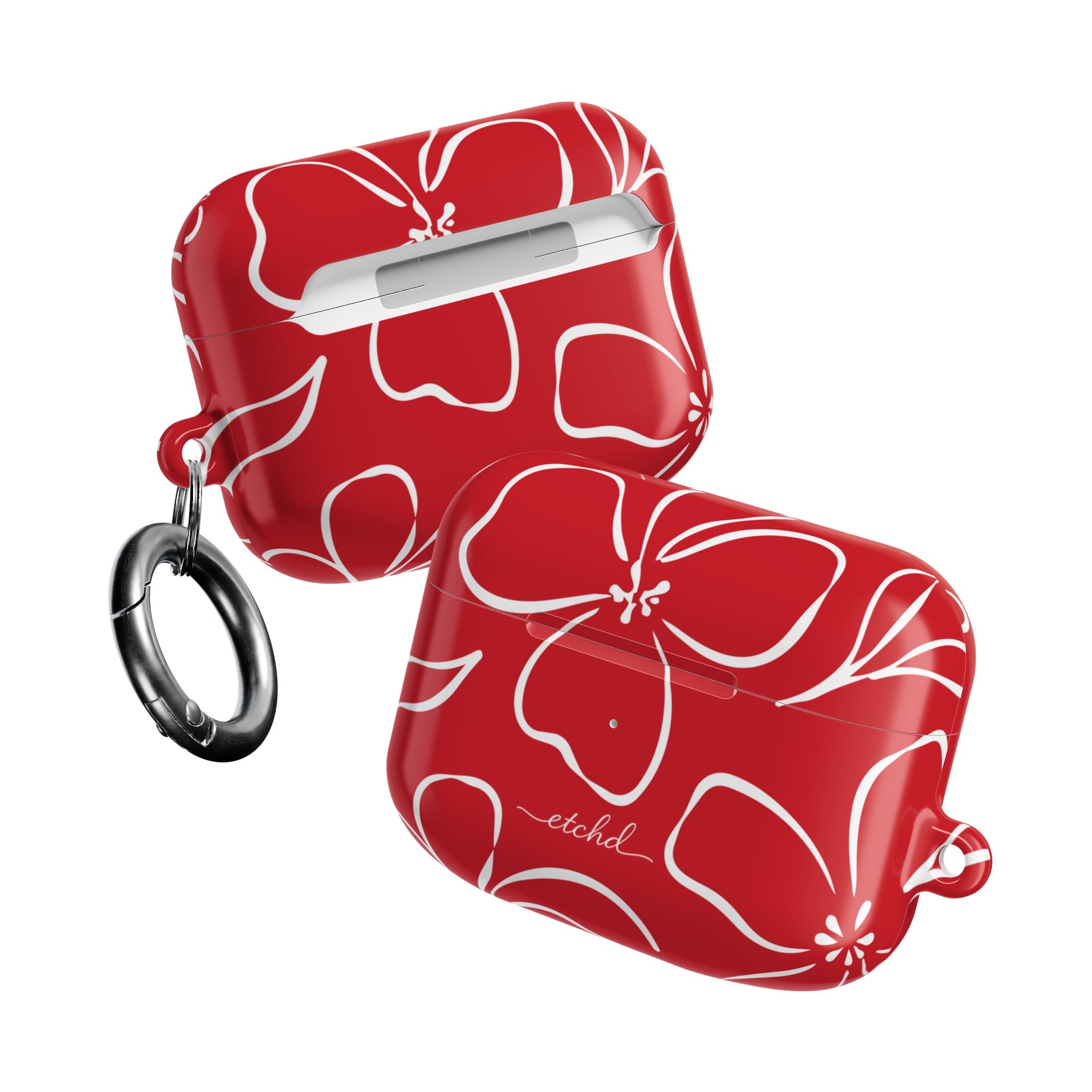 Classic Red & White Floral AirPod Case by etchd, view 10