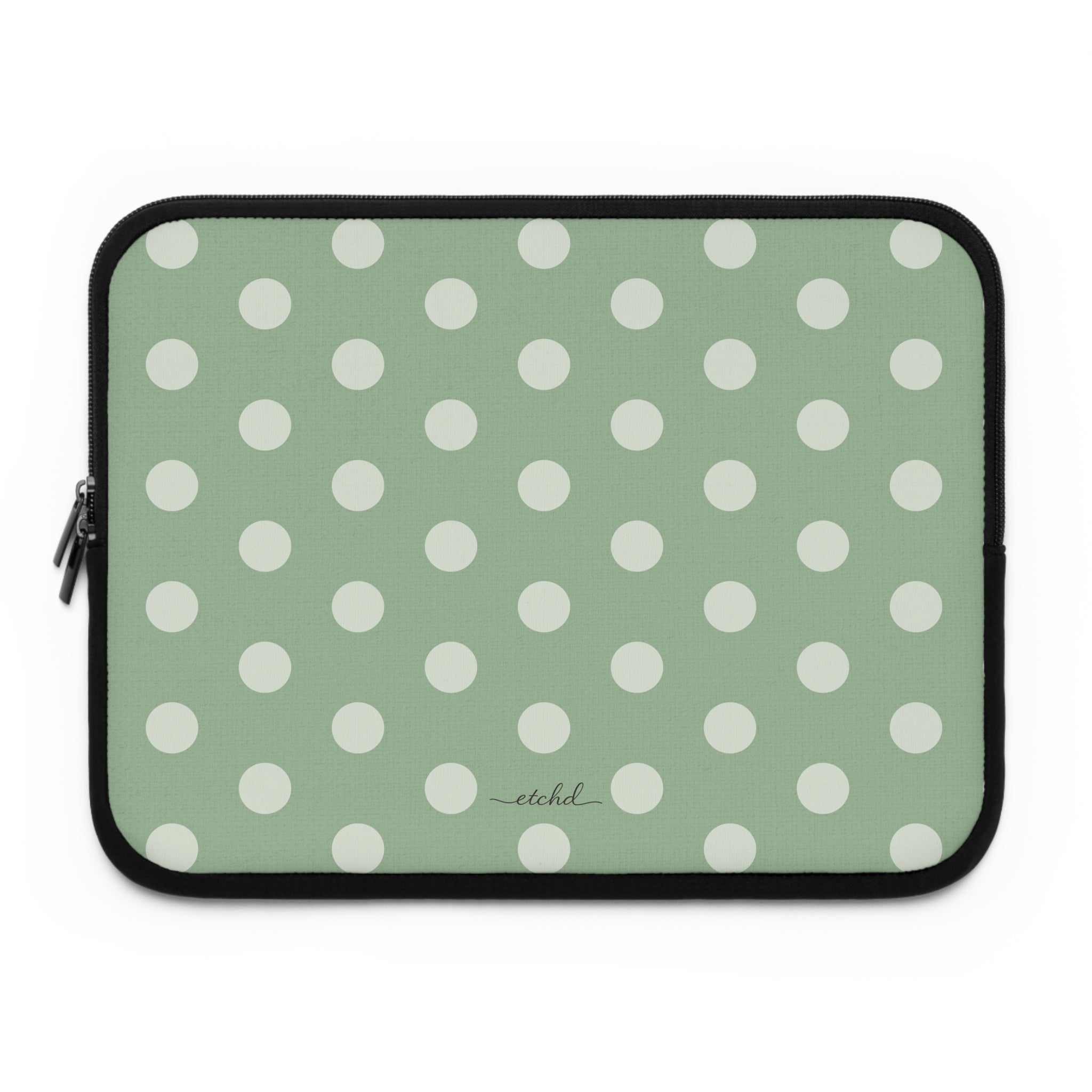 Cream & Sage Polka Dot Laptop Sleeve by etchd