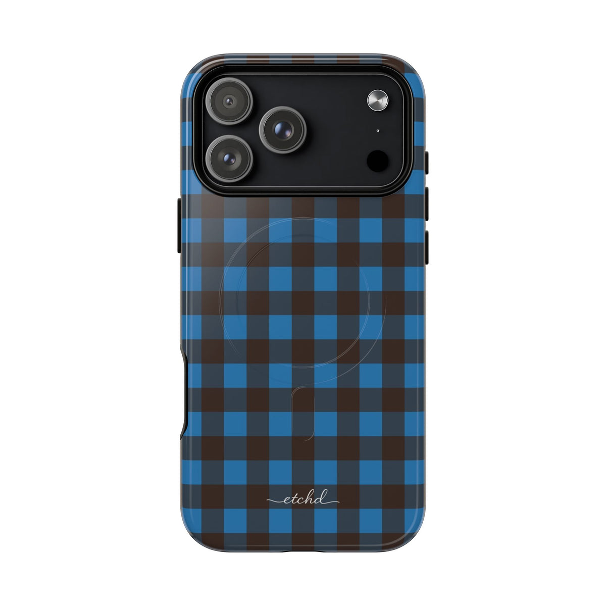 Cerulean & Espresso Gingham Magnetic Phone Case by etchd, view 31