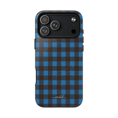Cerulean & Espresso Gingham Magnetic Phone Case by etchd, view 31