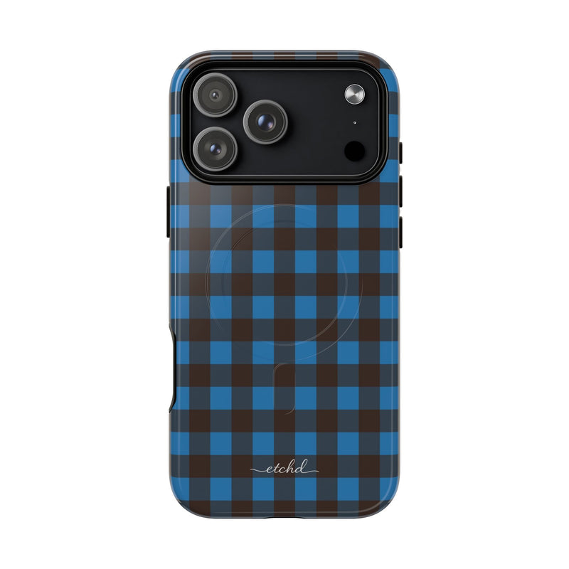 Cerulean & Espresso Gingham Magnetic Phone Case by etchd, view 31