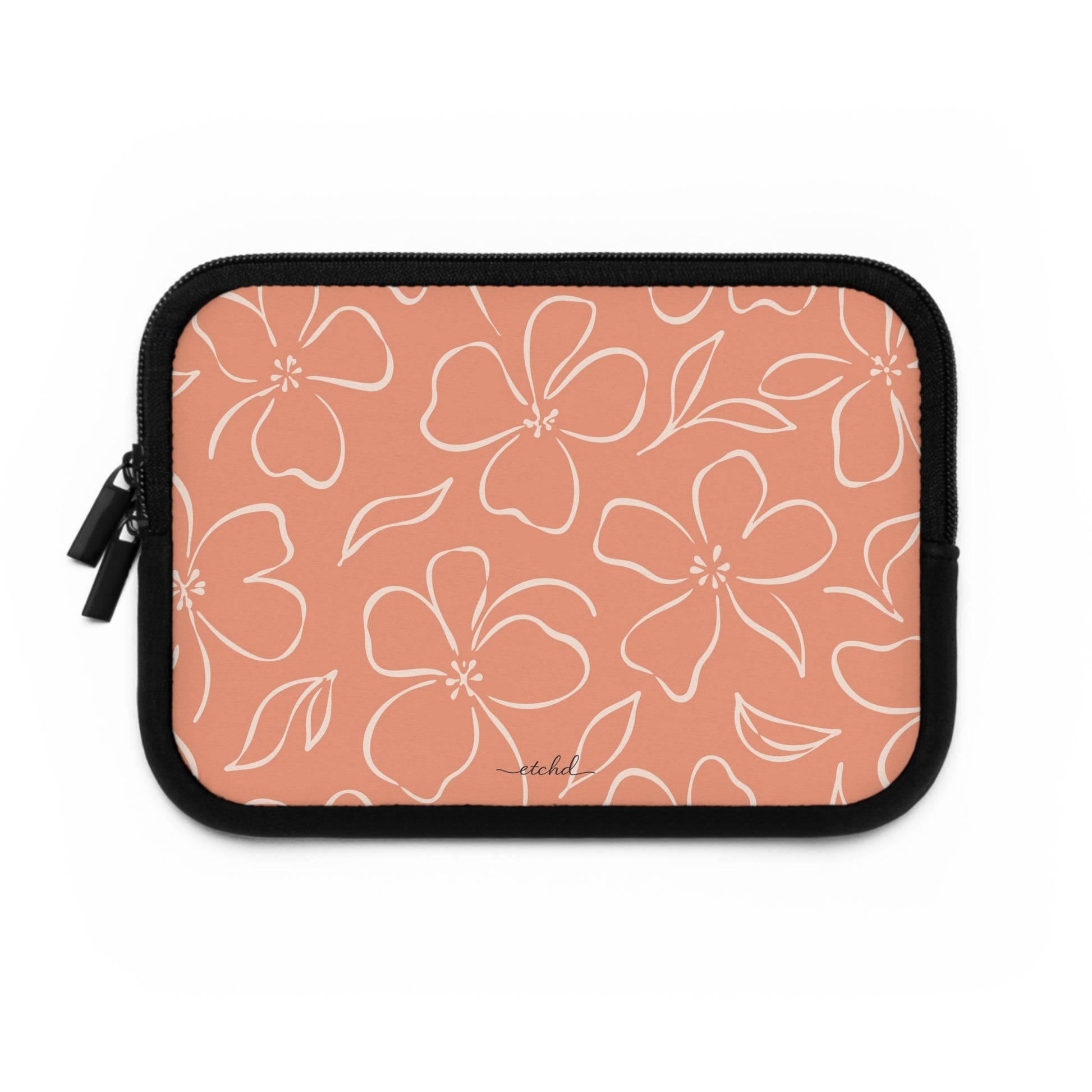 Coral & Cream Floral Laptop Sleeve by etchd, view 2