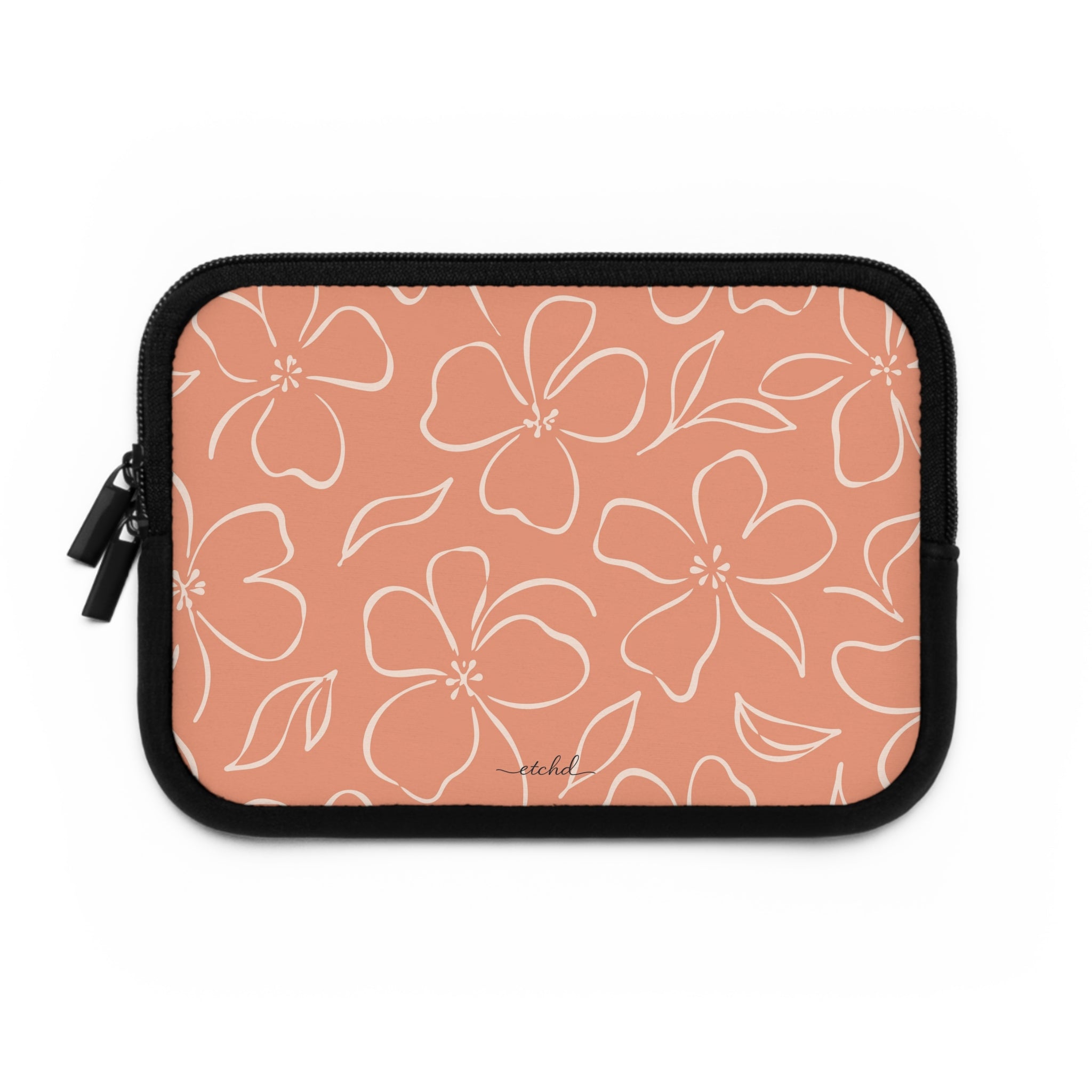 Coral & Cream Floral Laptop Sleeve by etchd, view 2