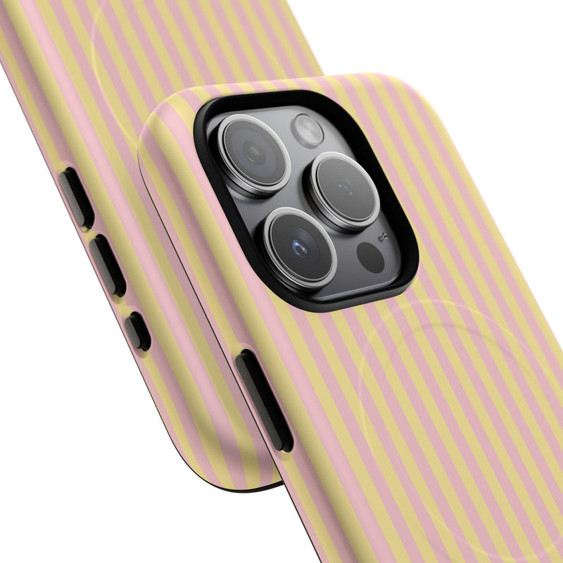Pink & Butter Striped Magnetic Phone Case by etchd, view 99