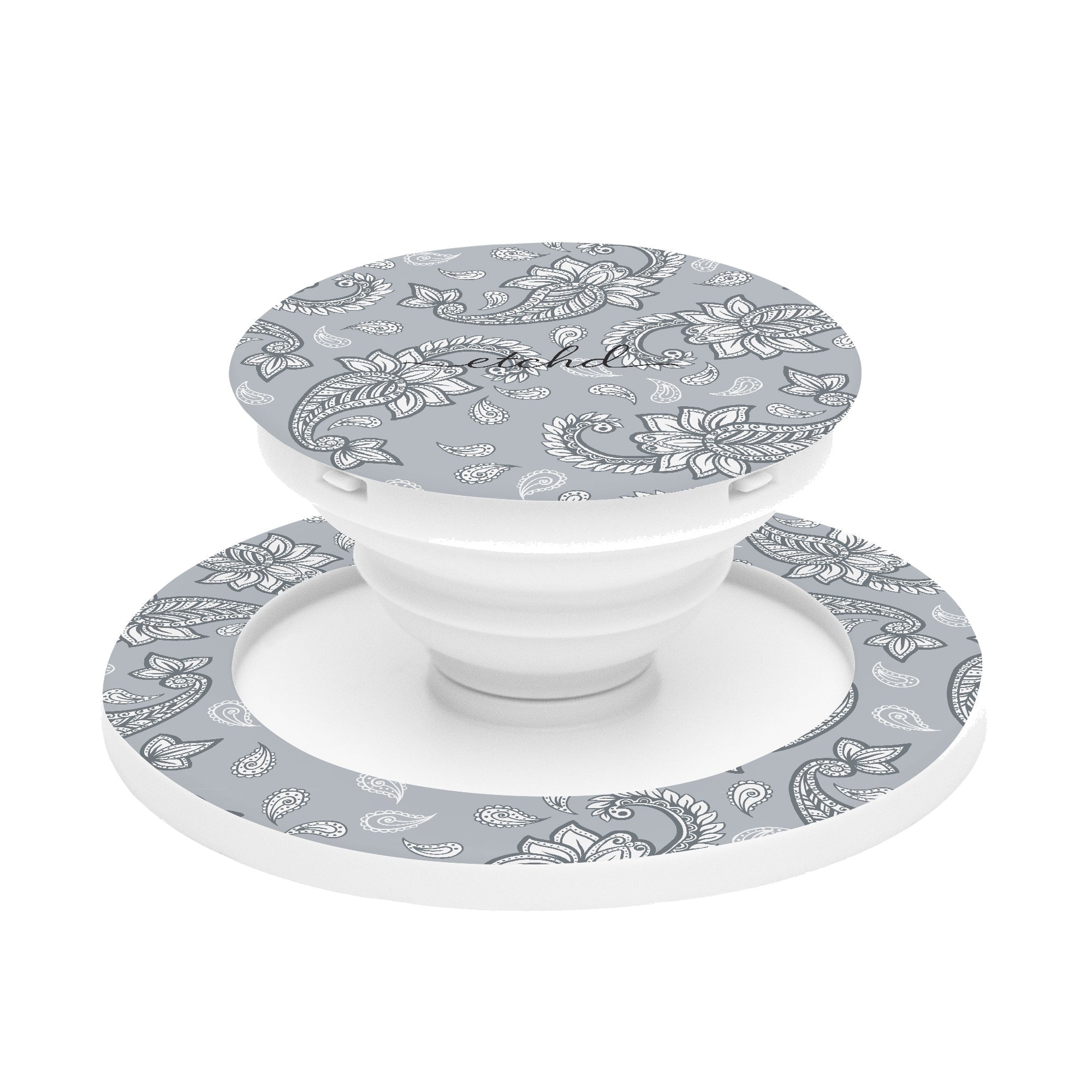 Dusty Blue Paisley Phone Grip And Stand by etchd