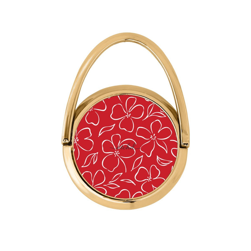 Classic Red & White Floral Anillo soporte giratorio para móvil-zoom-