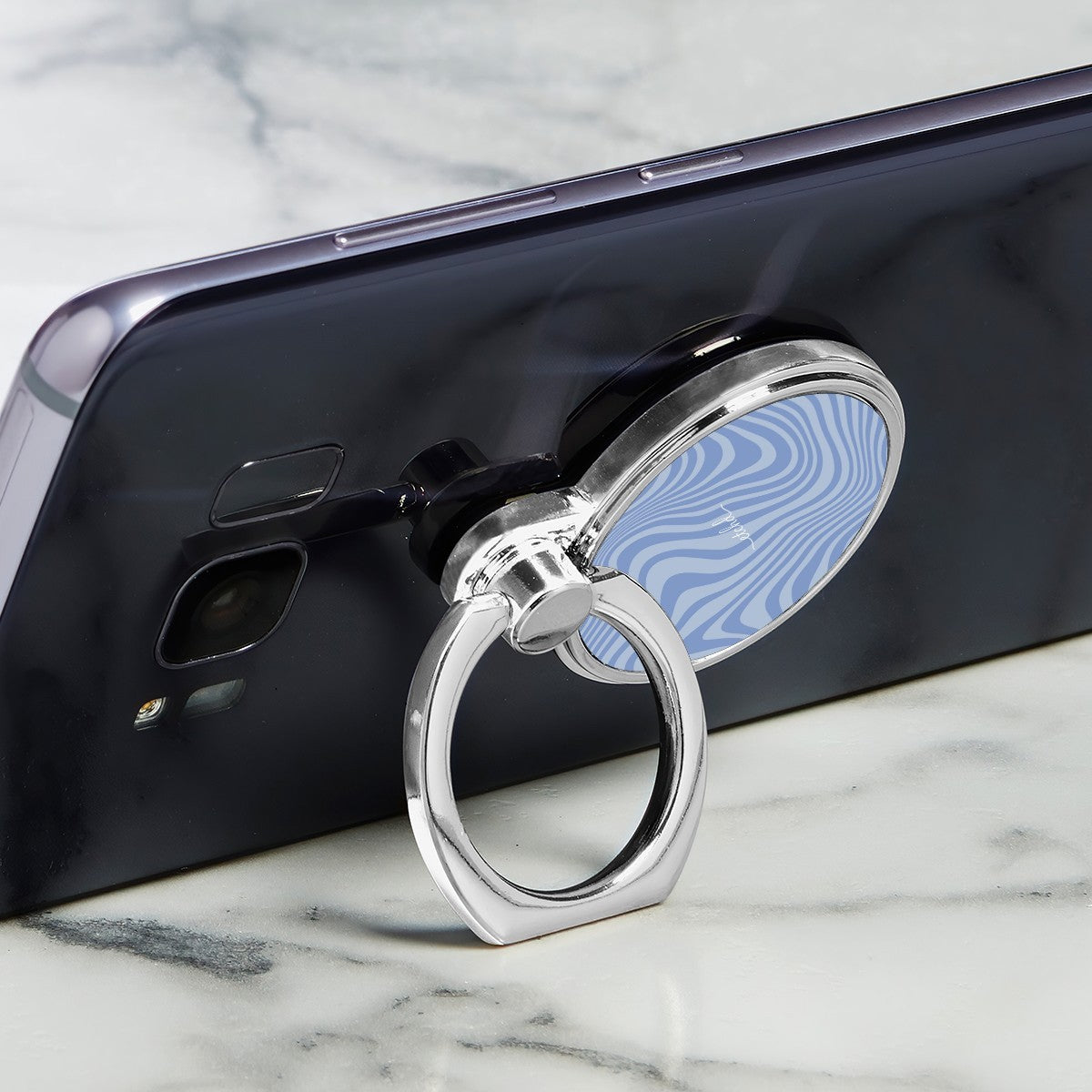 Blue Curved Lines Classic Ring Holder by etchd, view 2