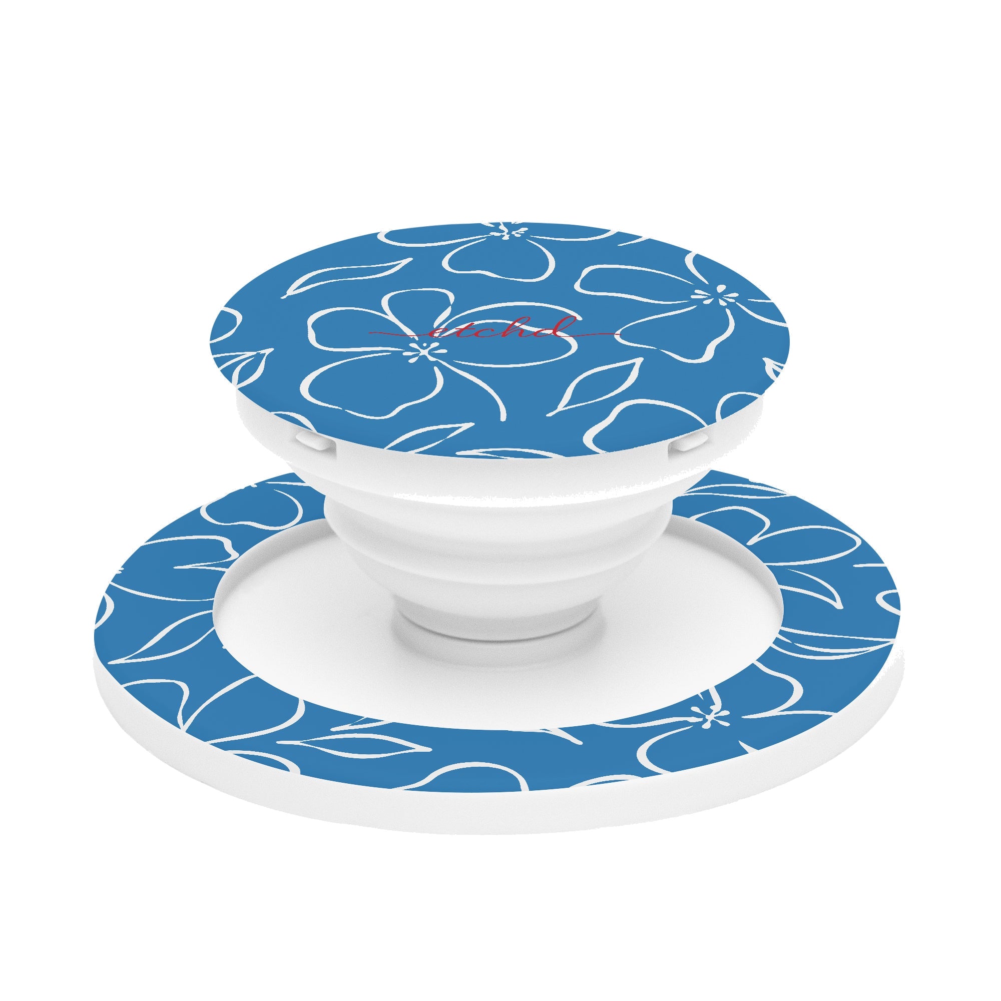 Cerulean & White Floral Agarre y soporte para móvil de etchd