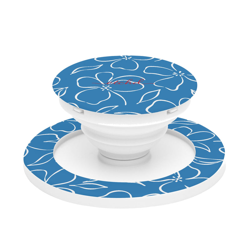 Cerulean & White Floral Agarre y soporte para móvil-zoom-