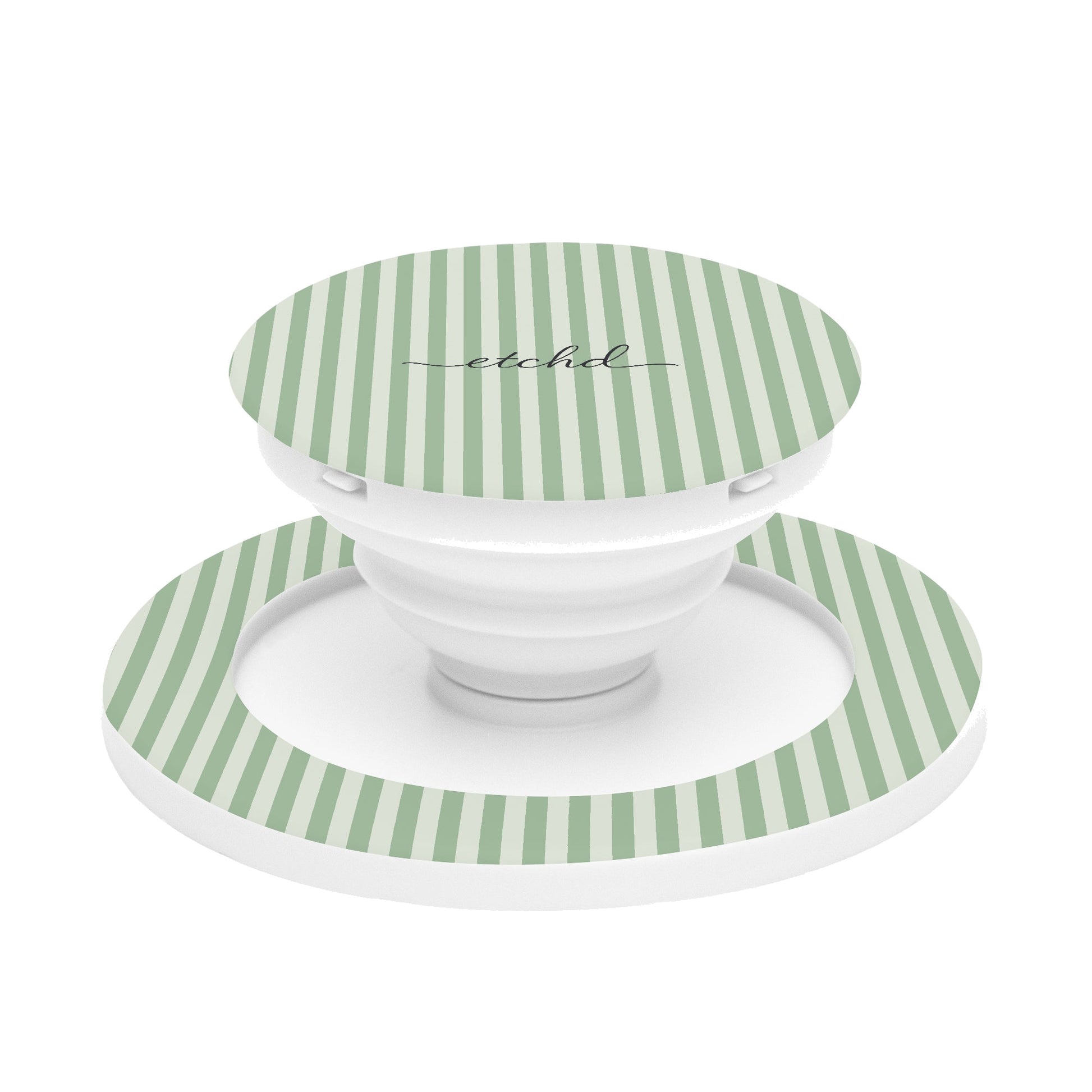 Sage & Cream Striped Phone Grip And Stand by etchd