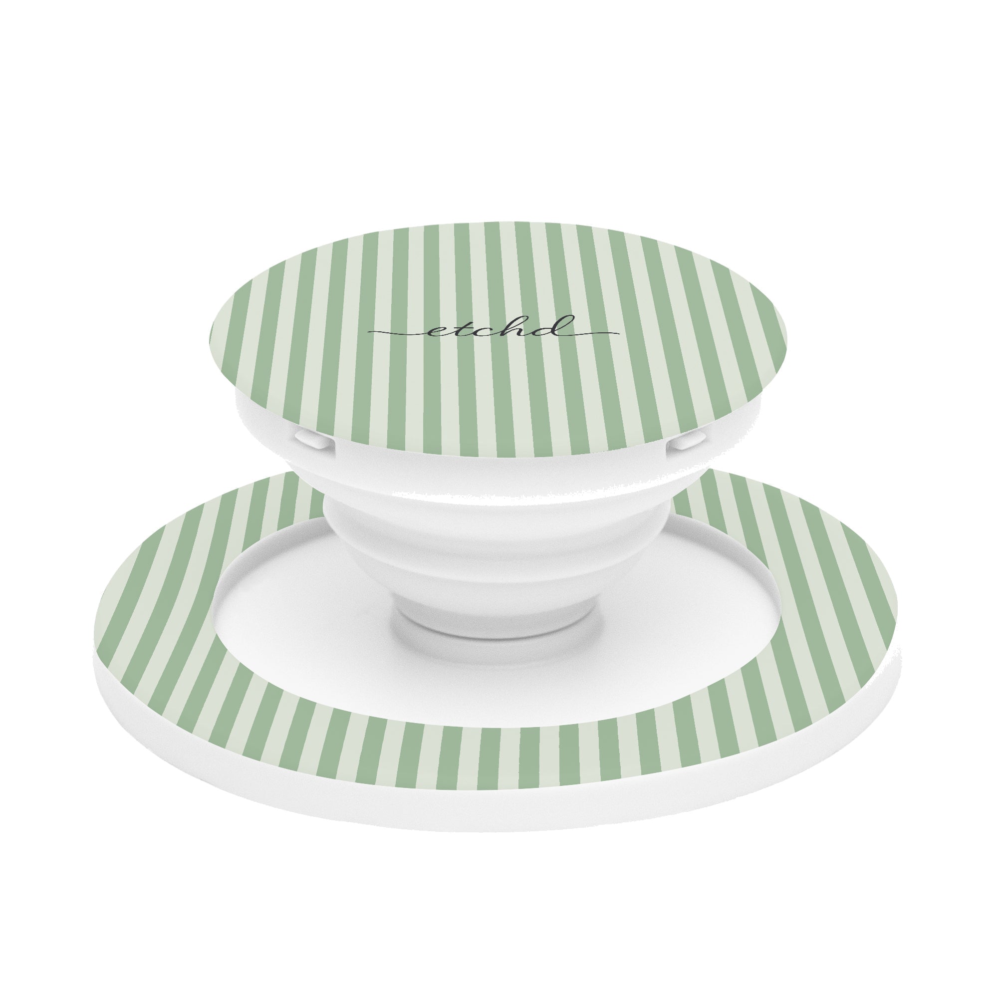 Sage & Cream Striped Phone Grip And Stand by etchd
