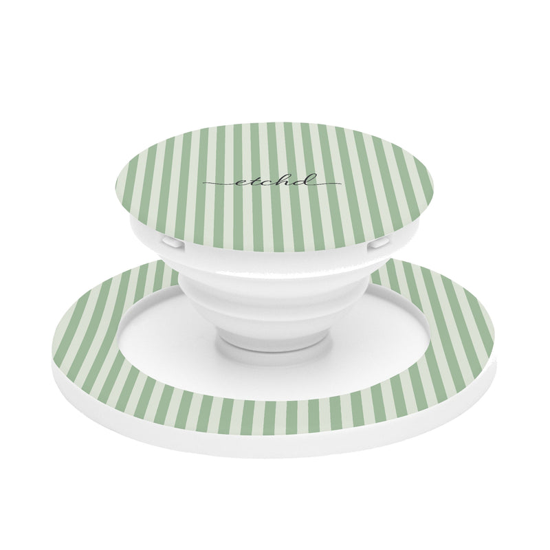 Sage & Cream Striped Phone Grip And Stand-zoom-