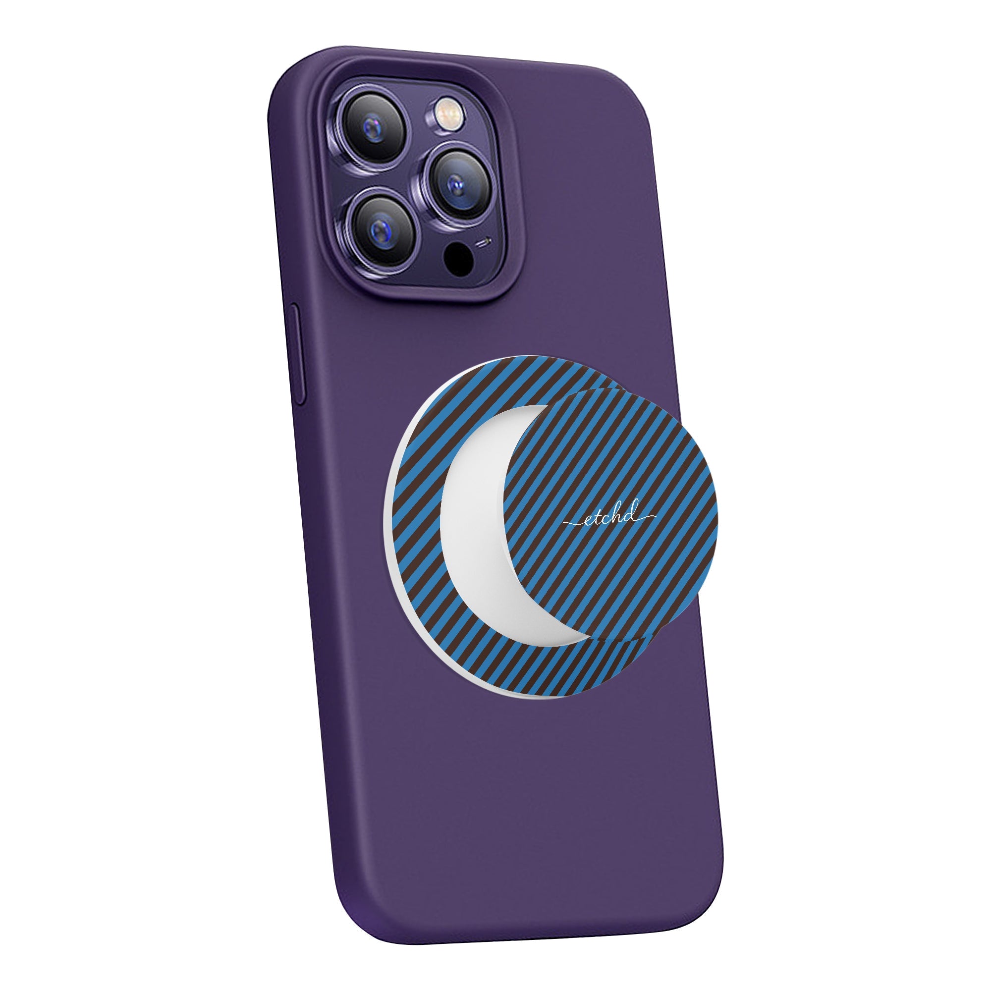 Espresso And Cerulean Diagonal Phone Grip And Stand by etchd, view 7