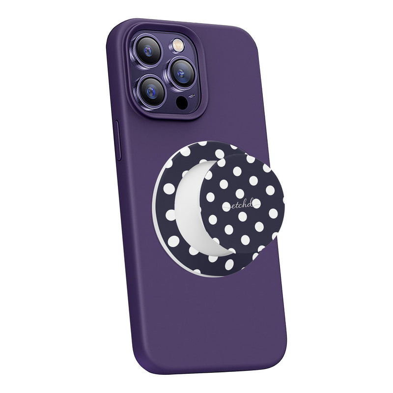 White And Navy Polka Dot Handy-Halterung mit Ständer-zoom-