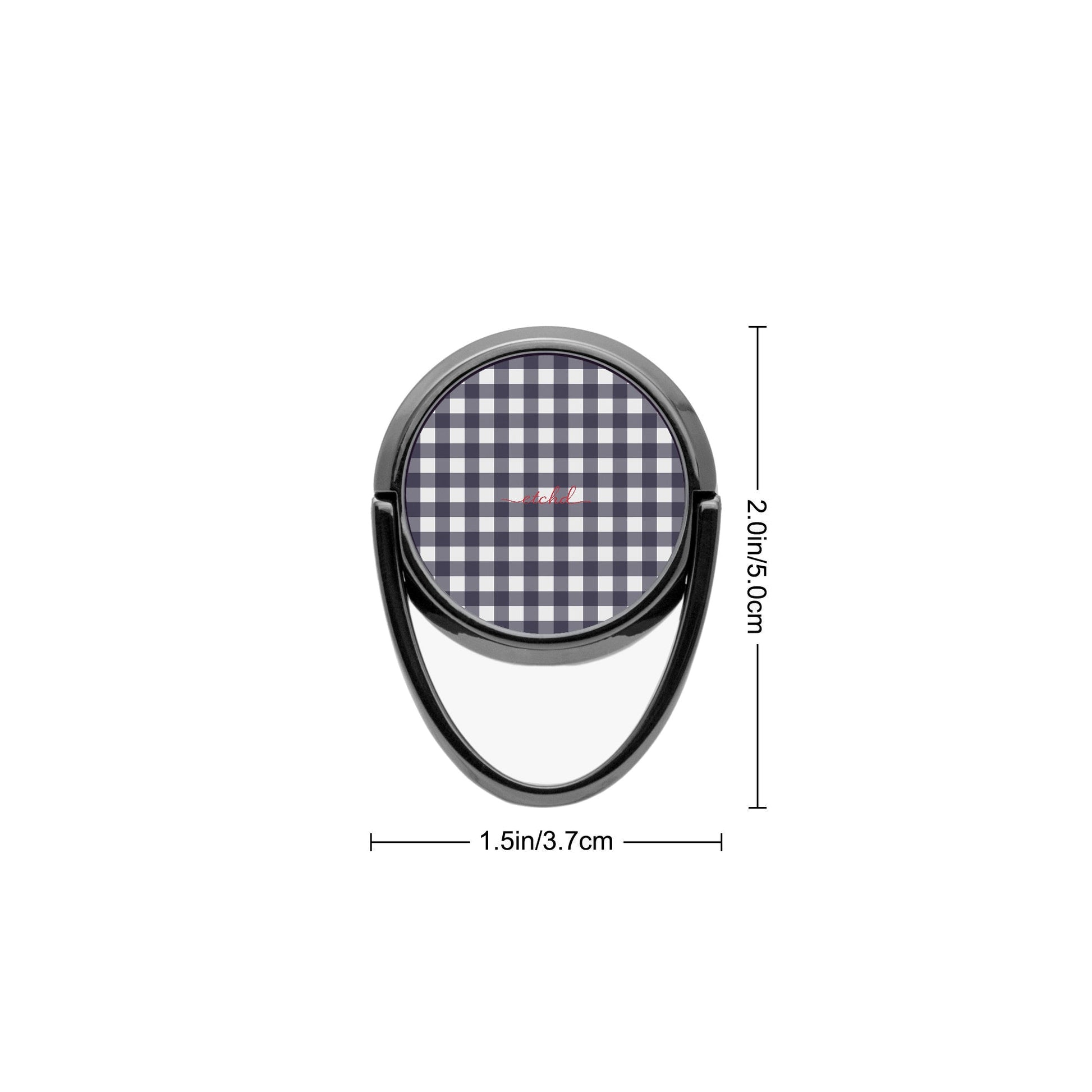 White & Navy Gingham Phone Ring Holder by etchd, view 3