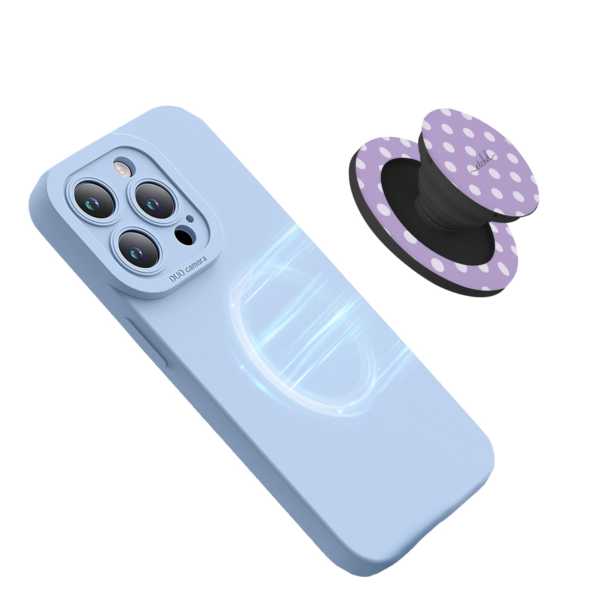 Cream & Lilac Polka Dot Phone Grip And Stand by etchd, view 5