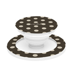 Cream & Brown Polka Dot Phone Grip And Stand by etchd