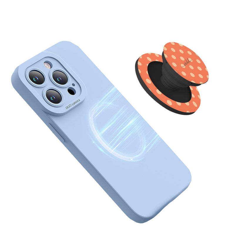 Peach And Coral Polka Dot Phone Grip And Stand-zoom-