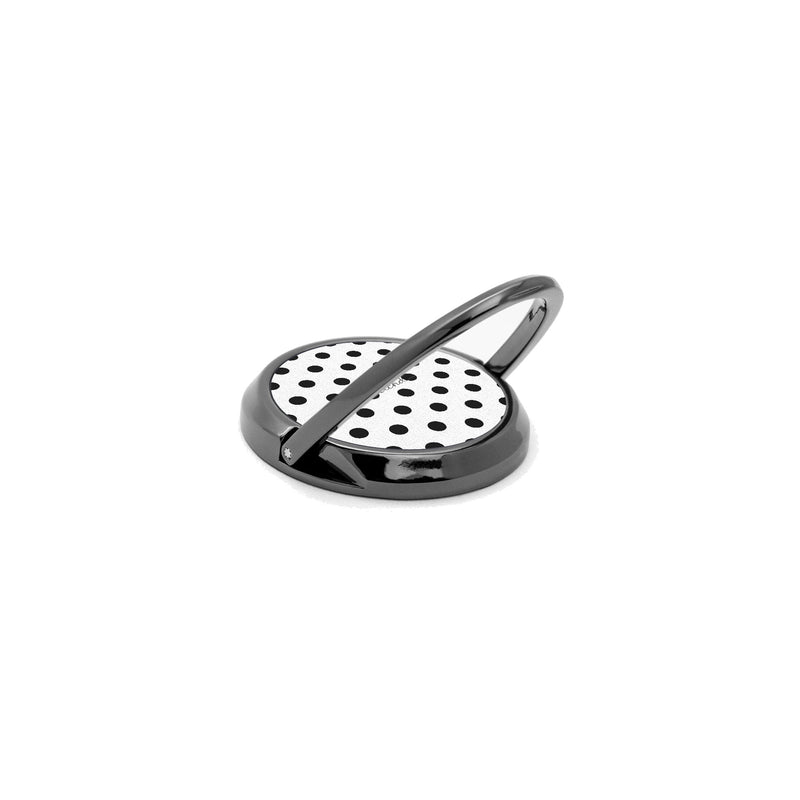 Black & White Polka Dot Handy-Ring-Halterung-zoom-