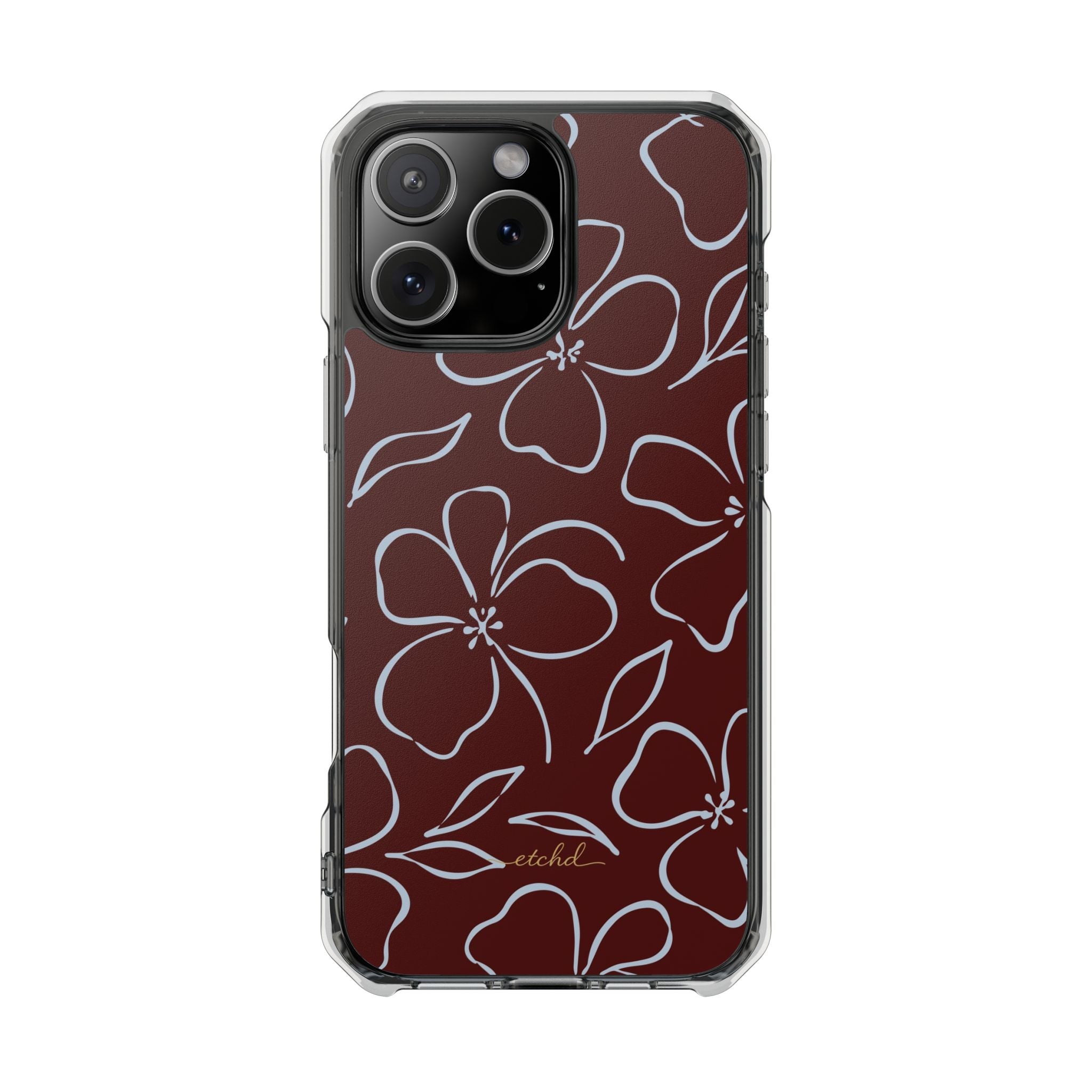 Blue & Cherry Floral Clear Magnetic Phone Case by etchd
