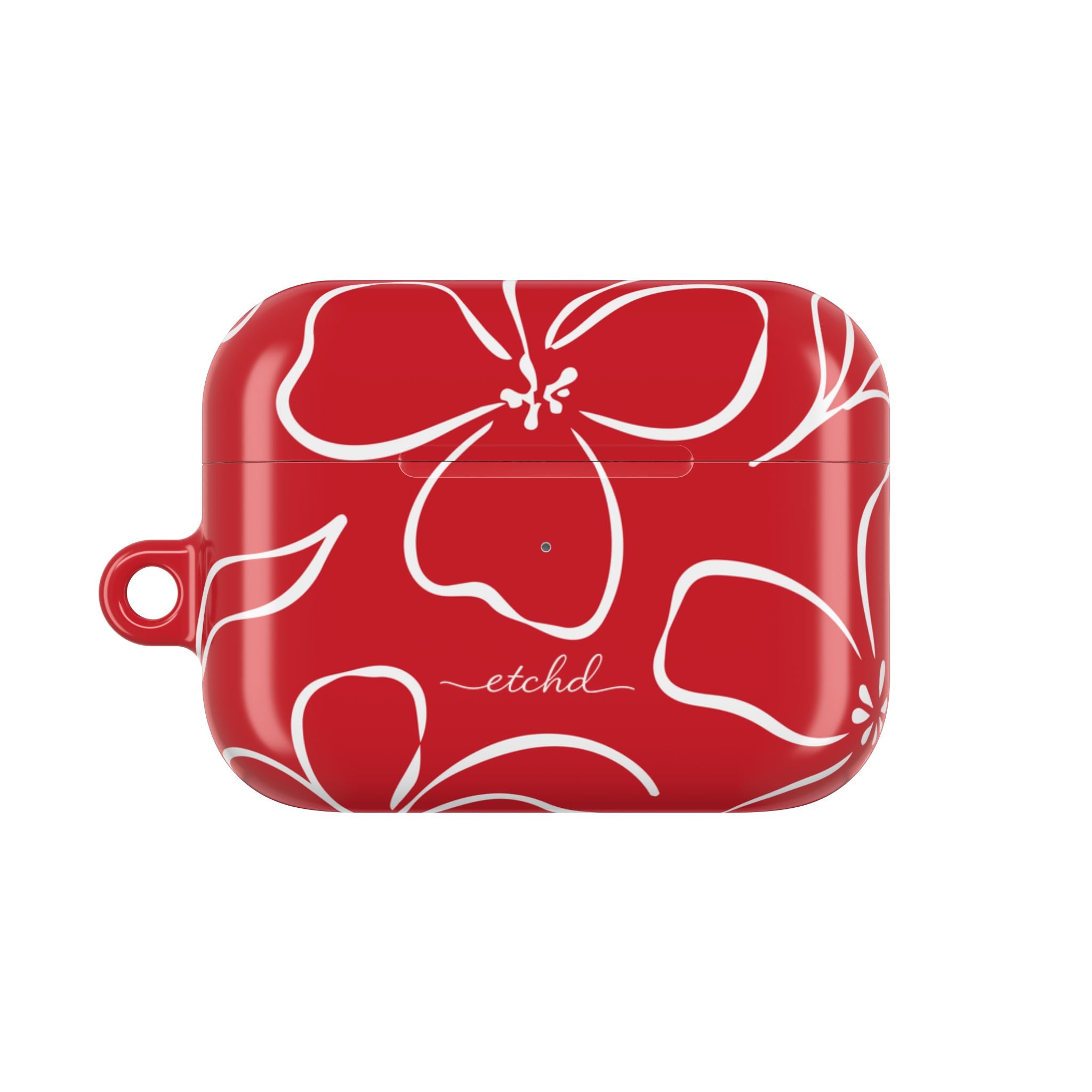 Classic Red & White Floral AirPod Case by etchd, view 2
