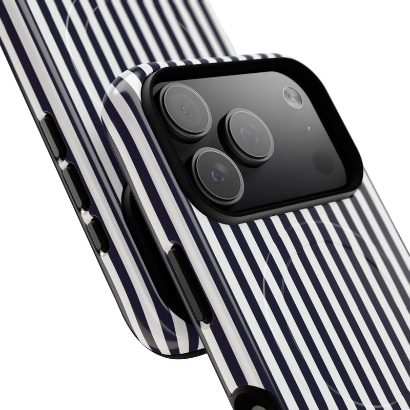 Navy & White Striped Magnetic Phone Case by etchd, view 99