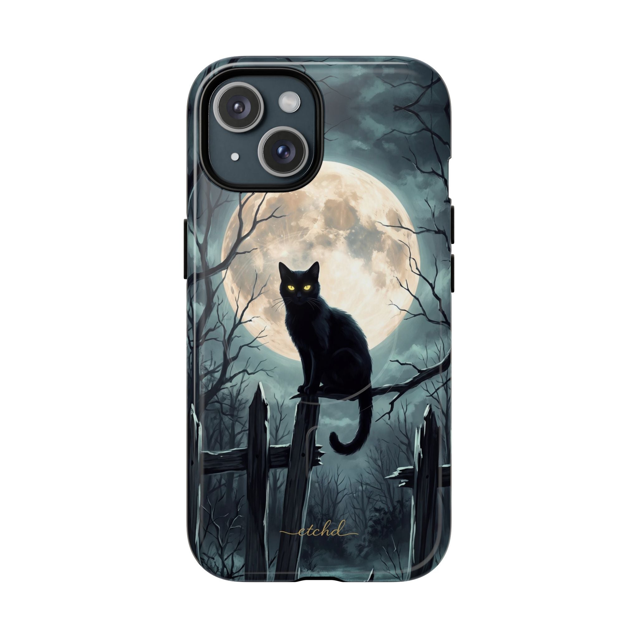 Midnight Cat Magnetic Phone Case by etchd, view 2