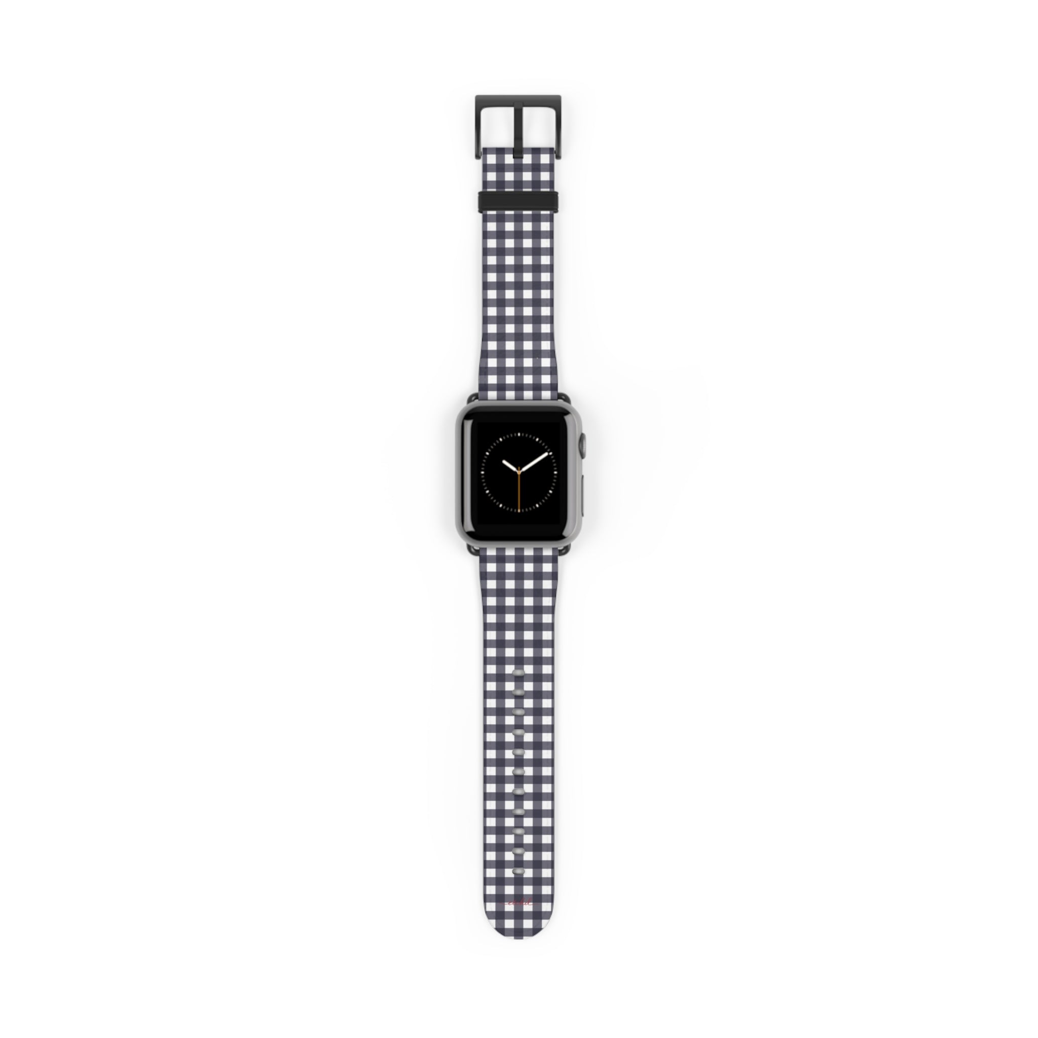 White & Navy Gingham Smartwatch Strap by etchd